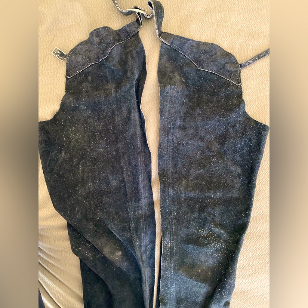 Suede Leather Motorcycle Riding Chaps Zipper Cowboy Cowgirl Vintage 90’s